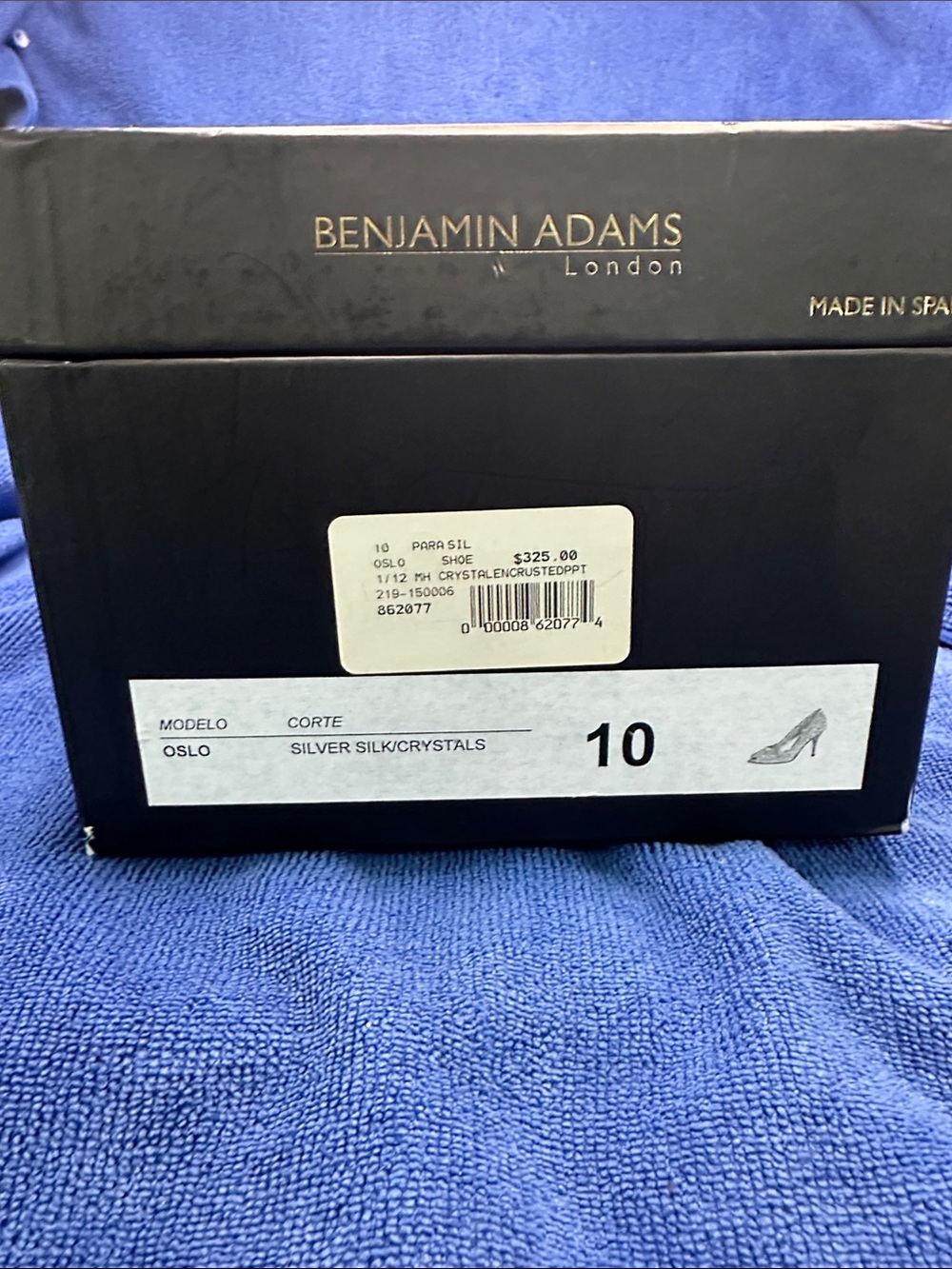 Benjamin Adam’s Silver silk / Crystal Peep-Toe Heels - - Picture 11 of 14
